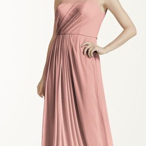 Pink David’s bridal one shoulder gown